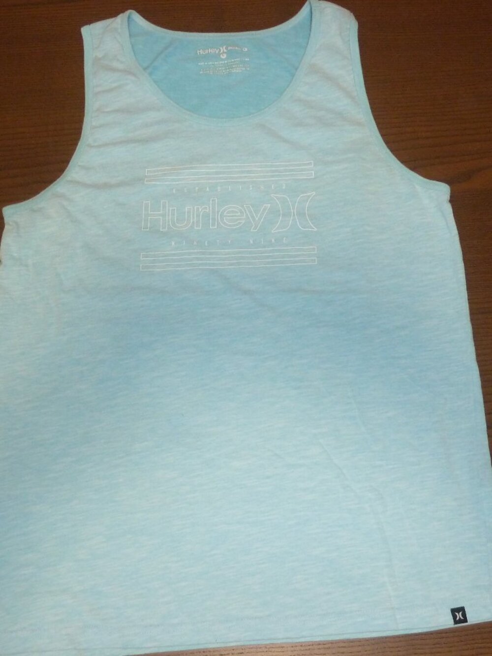 Hurley X Size Large Muscle Tank Top Light Blue Established Ninety Nine
